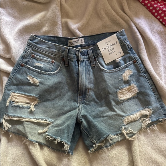 Abercrombie & Fitch Pants - Abercrombie & Fitch Blue Jean Shorts Distressed High-Waisted